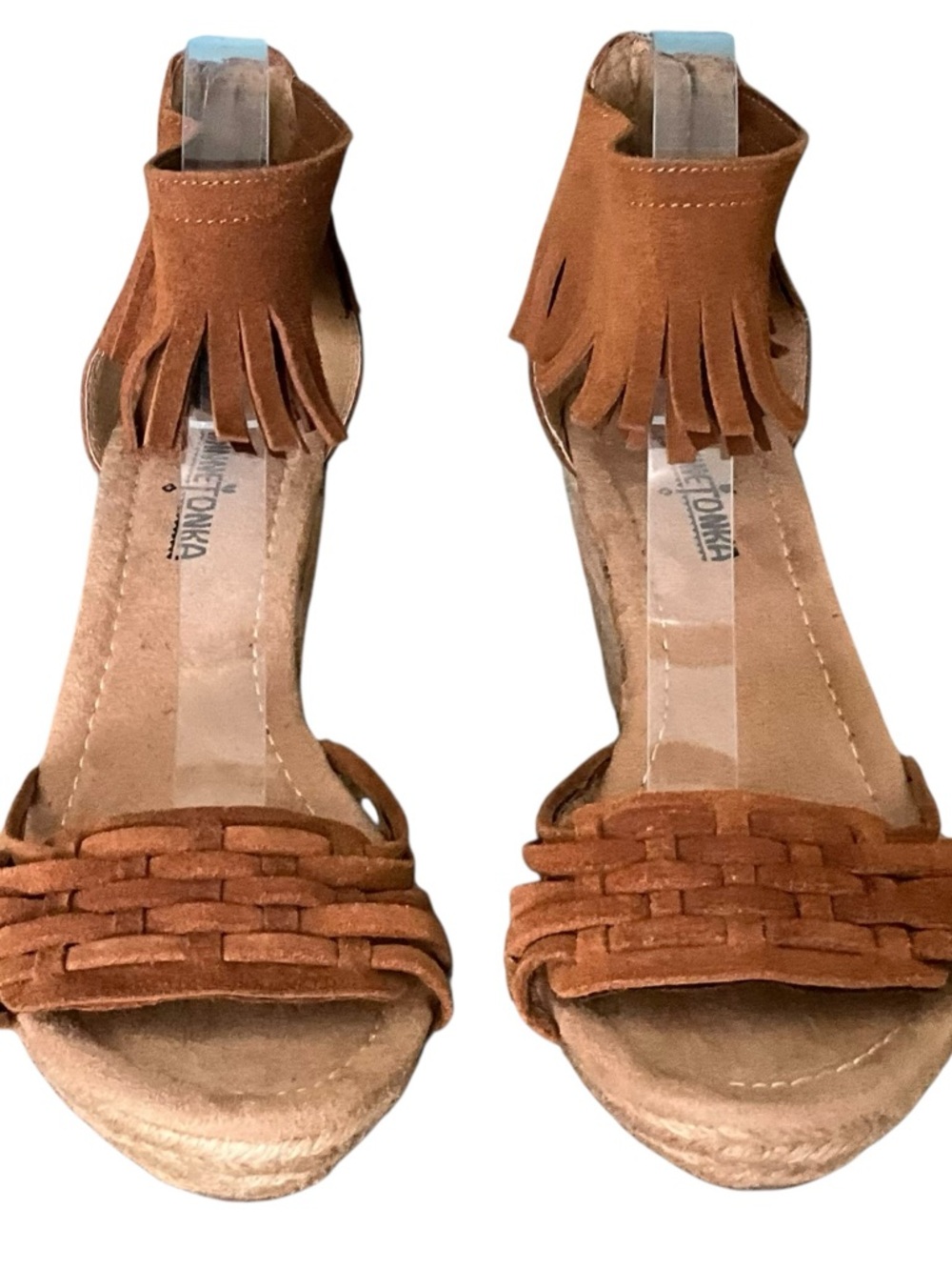 Minnetonka Nicolle Suede Fringe Espadrille Wedge Sandals